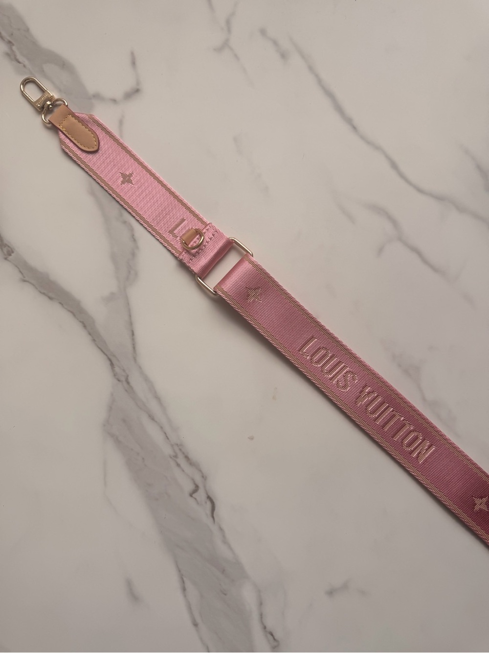 LV Designer Speedy Shoulder logo replacement Blush pink guitar Strap - Picture 7 of 8